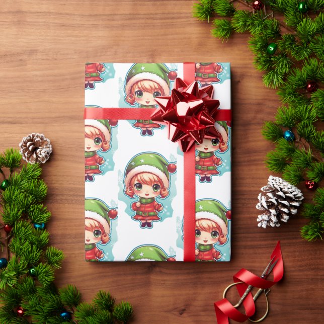 Little Girl Elf Xmas Magic Wrapping Paper (Holiday Gift)