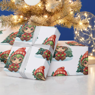 Little Girl Elf Xmas Magic Wrapping Paper