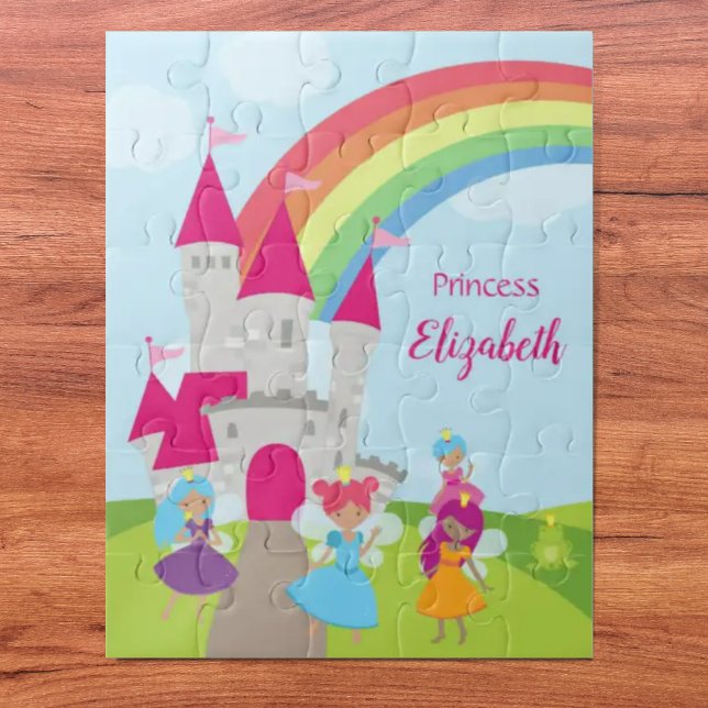 Little Girl Fairy Princess with Rainbow and Castle Jigsaw Puzzle (Creator Uploaded)