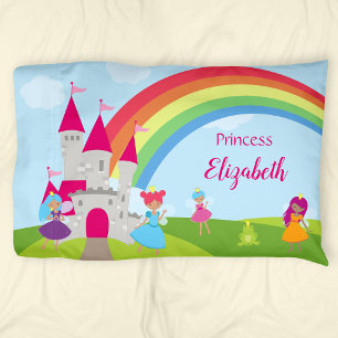 Little Girl Fairy Princess with Rainbow and Castle Pillowcase