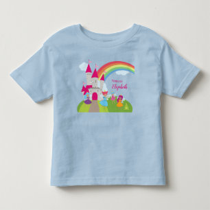 Little Girl Fairy Princess with Rainbow and Castle Toddler T-Shirt