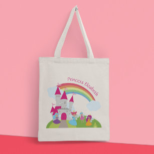 Little Girl Fairy Princess with Rainbow and Castle Tote Bag