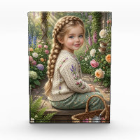 Little Girl Flower Basket Forest Spring Nature Fle