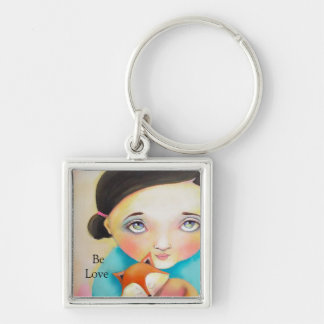 Little Girl & Fox Keychain with Nature