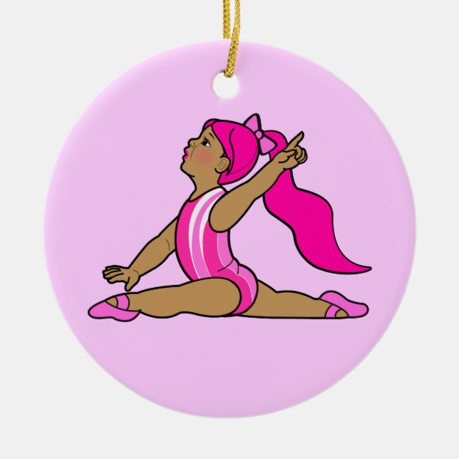 Little Girl Gymnast Ceramic Tree Decoration (Front)