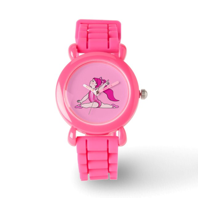 Little Girl Gymnast on Pink Watch (Front)