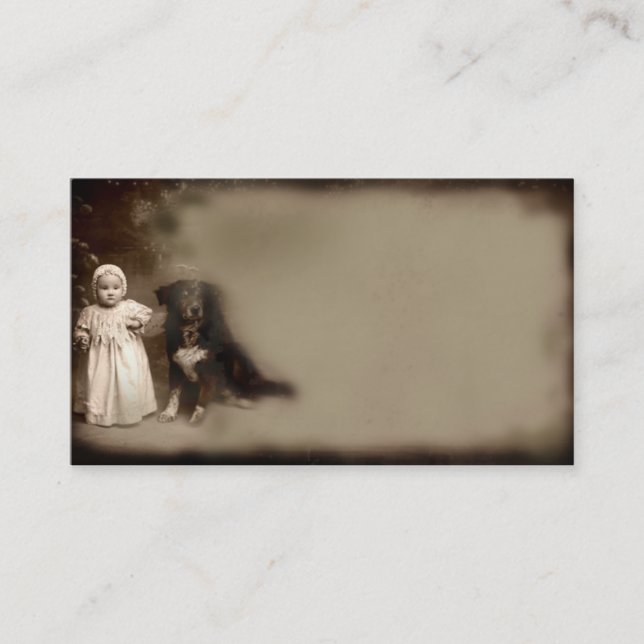 Little Girl & Her Dog- Prim Biz Cards (Front)
