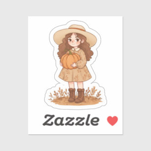 Little girl holding a pumpkin 