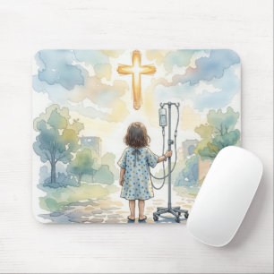Little Girl Holding an IV Pole Mouse Mat