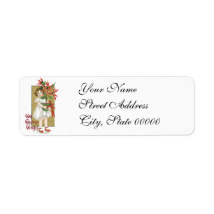 Little Girl Holding Poinsettia Vintage Christmas
