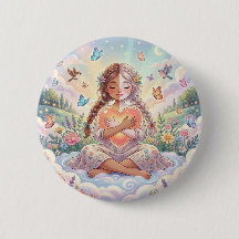 Little Girl Hugging Peaceful Heart