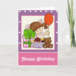 Little Girl Ice Cream Customise Birthday Card 1