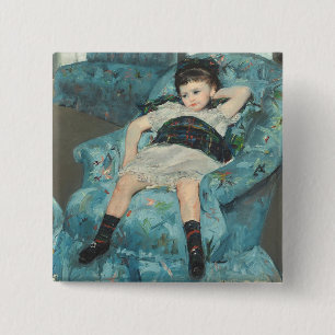 Little Girl in a Blue Armchair, 1878 (oi 15 Cm Square Badge