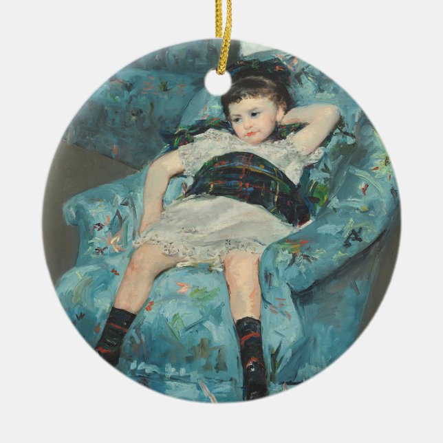 Little Girl in a Blue Armchair, 1878 (oi Ceramic Tree Decoration (Front)