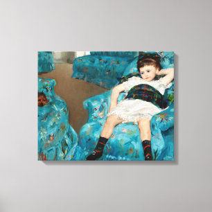 Little Girl in a Blue Armchair by Mary Cassatt Canvas Print