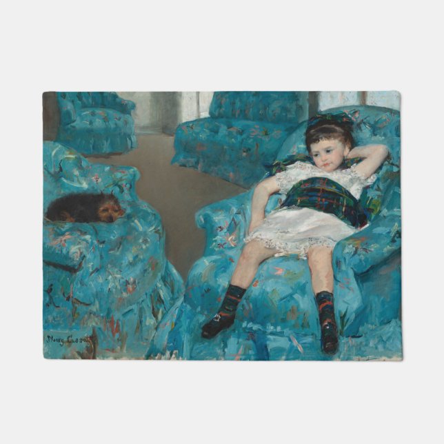 Little Girl in a Blue Armchair (by Mary Cassatt) Doormat (Front)