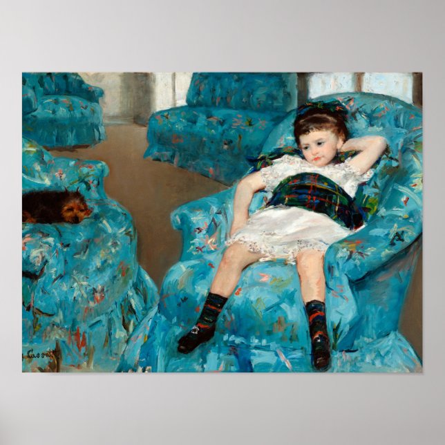 Little Girl in a Blue Armchair by Mary Cassatt Poster (Front)