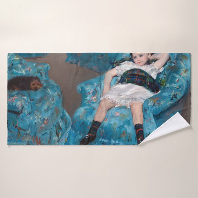 Little Girl in a Blue Armchair, Cassatt Bath Towel (Bath Towel)