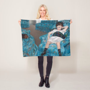 Little Girl in a Blue Armchair, Cassatt Fleece Blanket