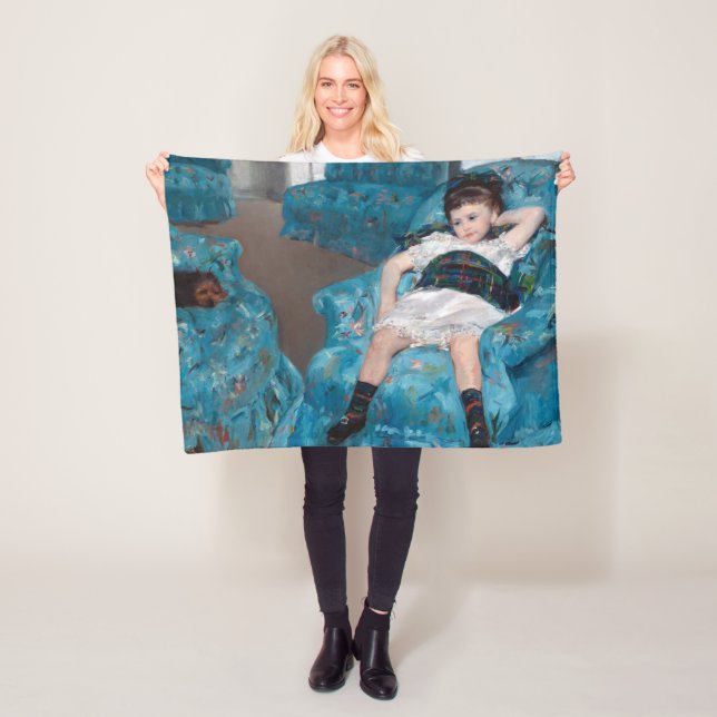 Little Girl in a Blue Armchair, Cassatt Fleece Blanket (In Situ)