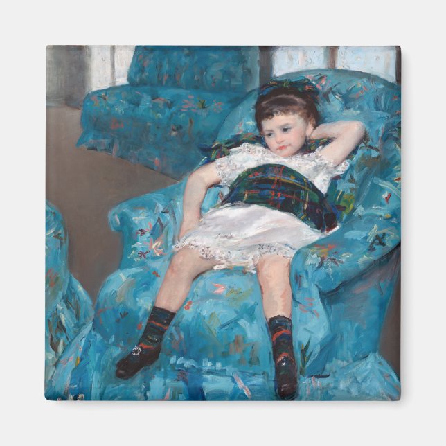 Little Girl in a Blue Armchair, Cassatt Magnet (Front)