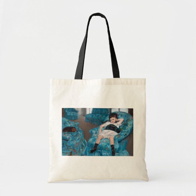 Little Girl in a Blue Armchair, Cassatt Tote Bag (Front)