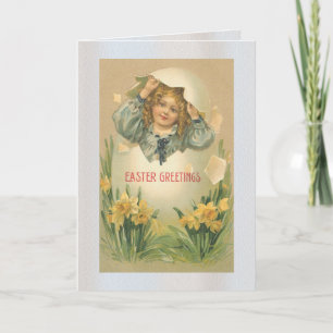 Little Girl in a Egg Card