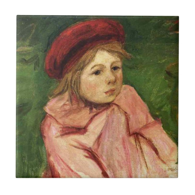 Little Girl in a Red Beret Tile (Front)