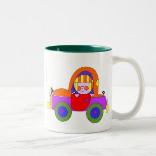 little girl in car Two-Tone coffee mug