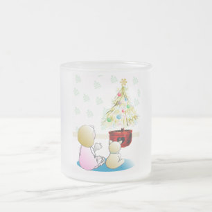 Little Girl in Nightgown Christmas Eve Frosted Glass Coffee Mug