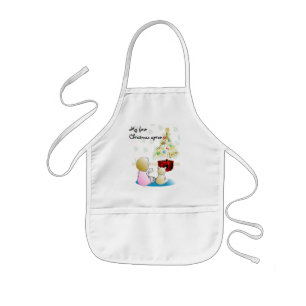 Little Girl in Nightgown Christmas Eve Kids Apron