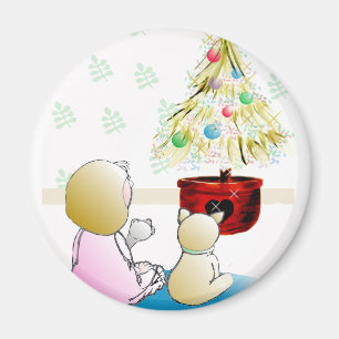 Little Girl in Nightgown Christmas Eve Magnet