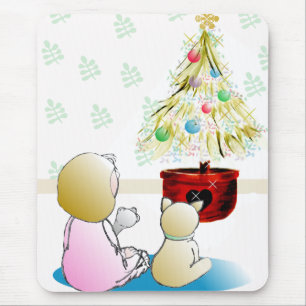 Little Girl in Nightgown Christmas Eve Mouse Mat