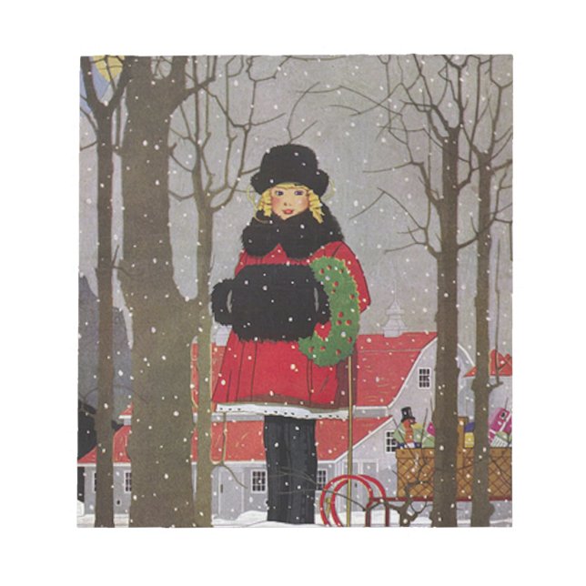 Little Girl in Red Coat Notepad (Front)