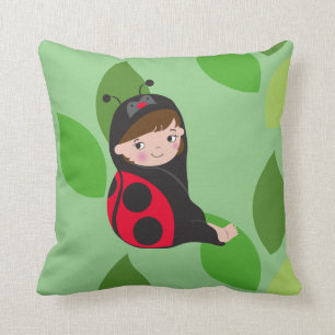 LIttle Girl in Red Ladybug Costume Cushion