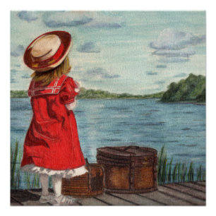 Little girl in red poster