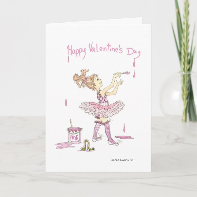 Little Girl in Tutu Valentine Card (Front)