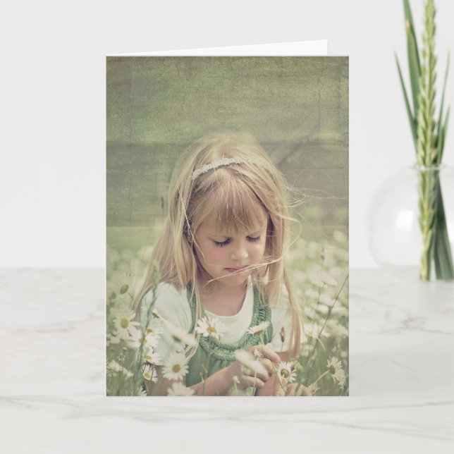 little girl in wildfowers card (Front)