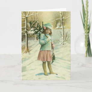 Little Girl in Winter Holiday Card