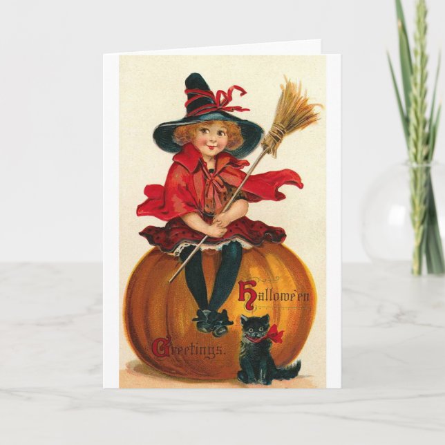 Little Girl in Witch Costume Card (Front)