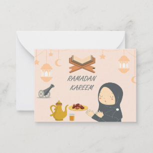 Little Girl Is Pray Ramadan Greeting Cards