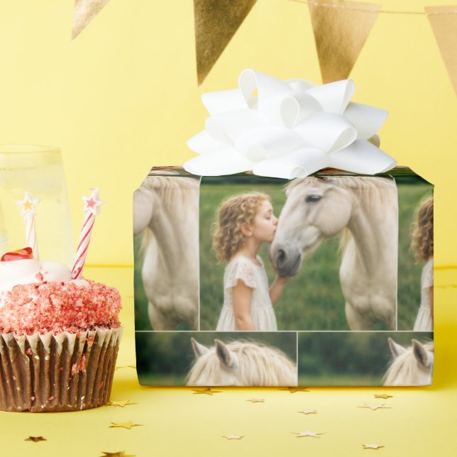 Little Girl Kissing Her Horse Wrapping Paper (Birthday Party)