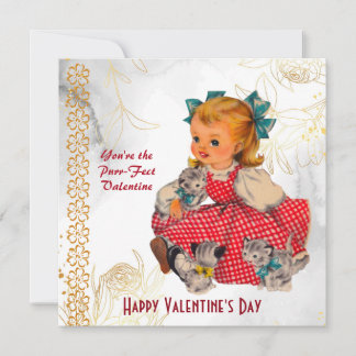 Little Girl Kittens Vintage Purr-Fect Valentine