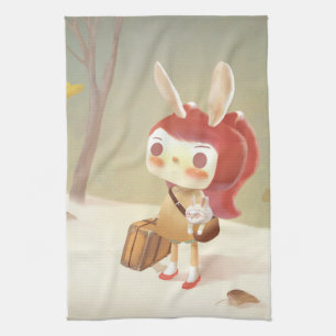 Little Girl Lost in the Forest Tea Towel