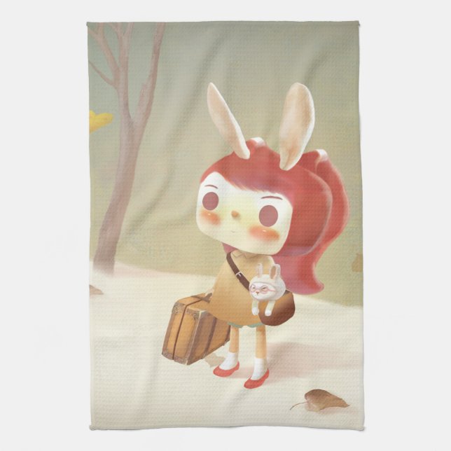 Little Girl Lost in the Forest Tea Towel (Vertical)