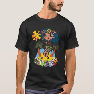 Little Girl Luau Hawaii Costume Cute Kids Hawaiian T-Shirt