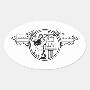 Little Girl Mailing Letter Christmas Holiday Oval Sticker