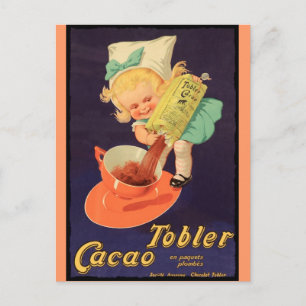 Little Girl Makes Hot Chocolate Postcard