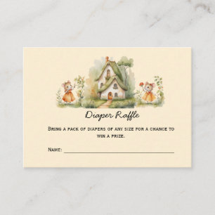 Little Girl Mice Baby Shower Diaper Raffle Place Card