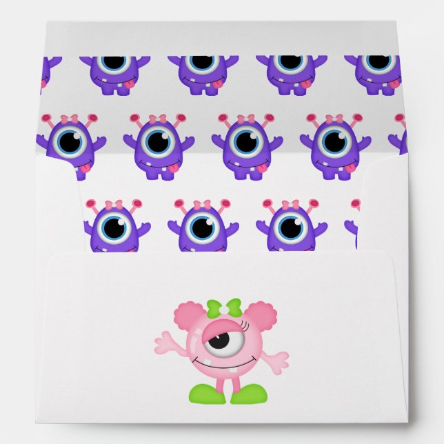 Little Girl Monster themed Party Envelope (Back (Bottom))